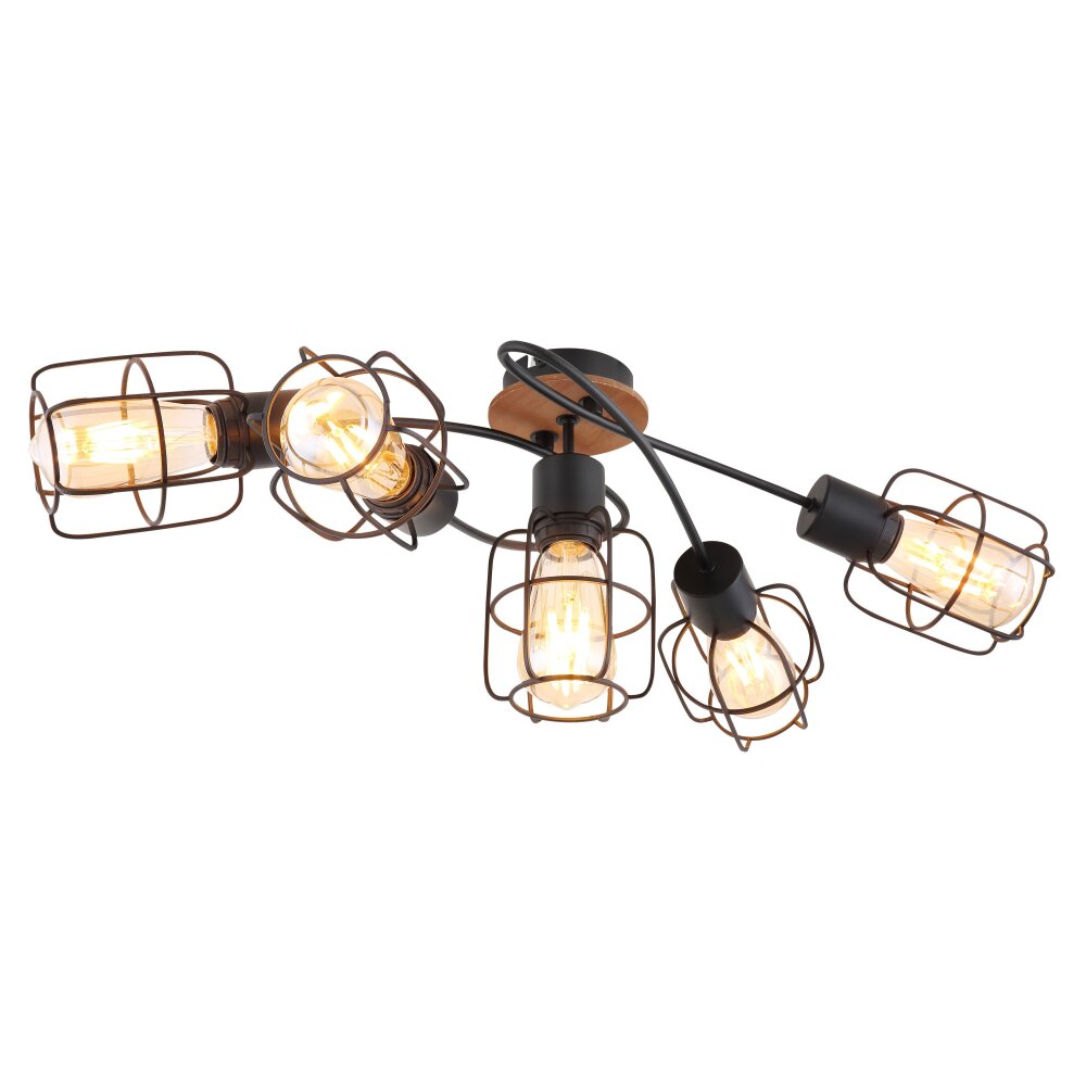 Globo WILLA Deckenleuchte Holz dunkel, Schwarz, 5-flammig main product photo