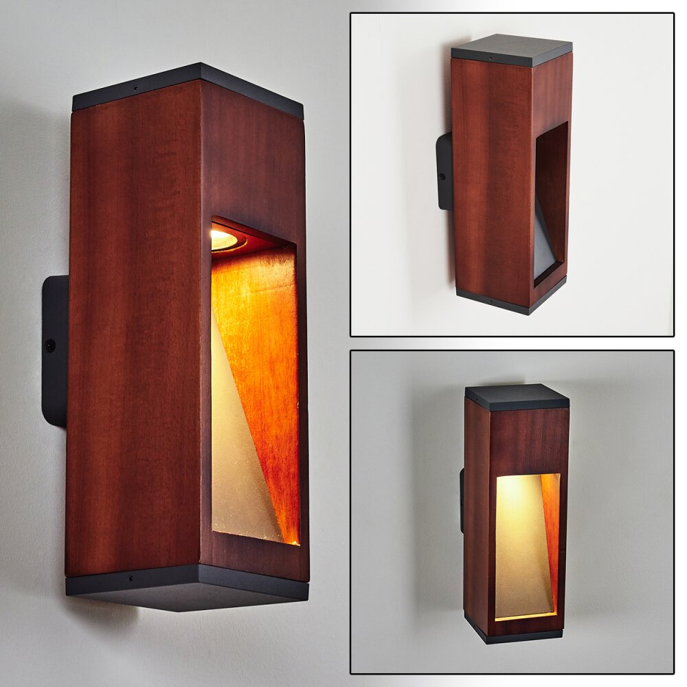 Byremo Außenwandleuchte Holz dunkel, Schwarz, 1-flammig main product photo