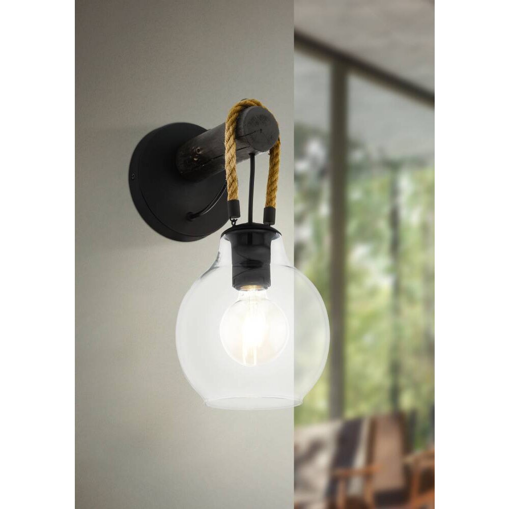 Eglo Leuchten RODING Wandleuchte Braun, Schwarz, 1-flammig main product photo