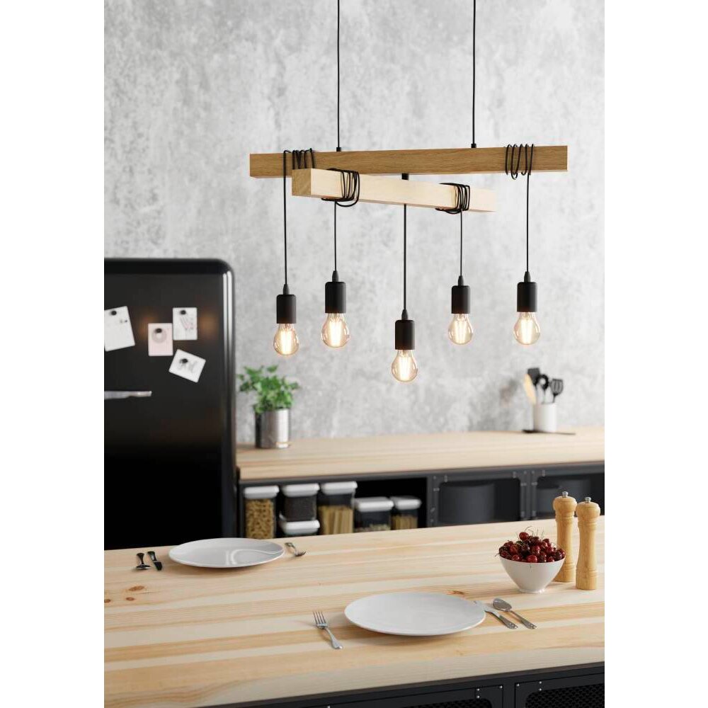 Eglo Leuchten TOWNSHEND Pendelleuchte Braun, Schwarz, 5-flammig main product photo