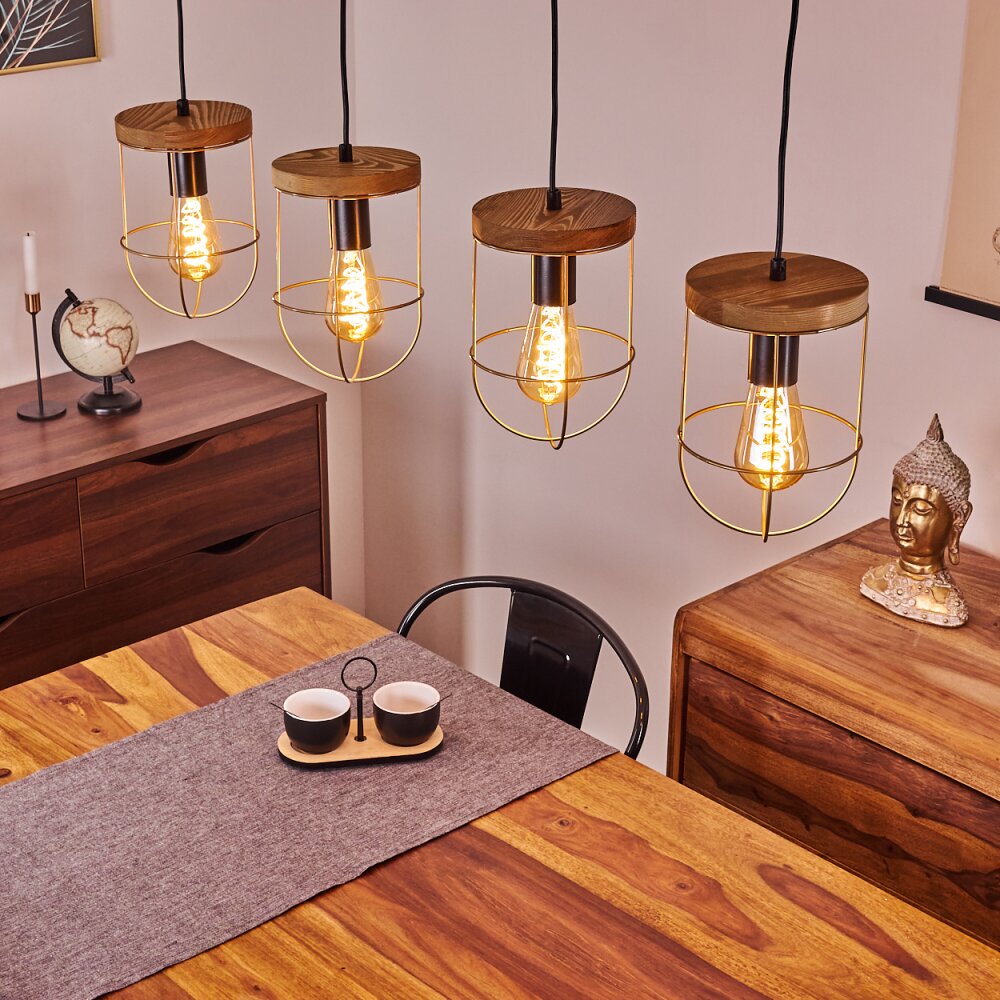 Hodne Pendelleuchte Naturfarben, Schwarz, 4-flammig main product photo