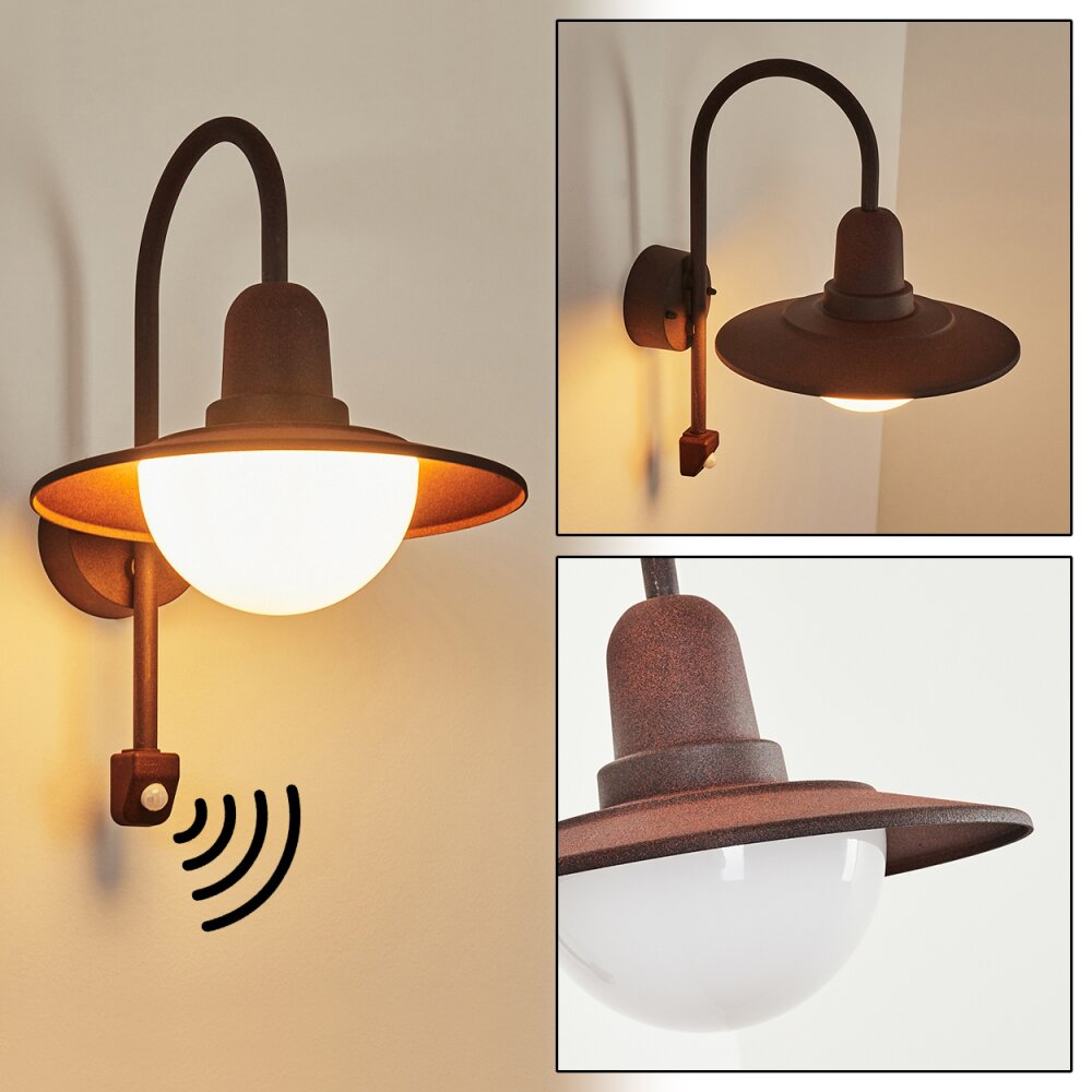 Pohei Außenwandleuchte Rostfarben, 1-flammig, Bewegungsmelder main product photo