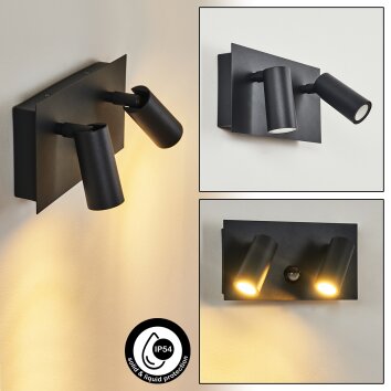 Saeter Außenwandleuchte LED Schwarz, 2-flammig, Bewegungsmelder