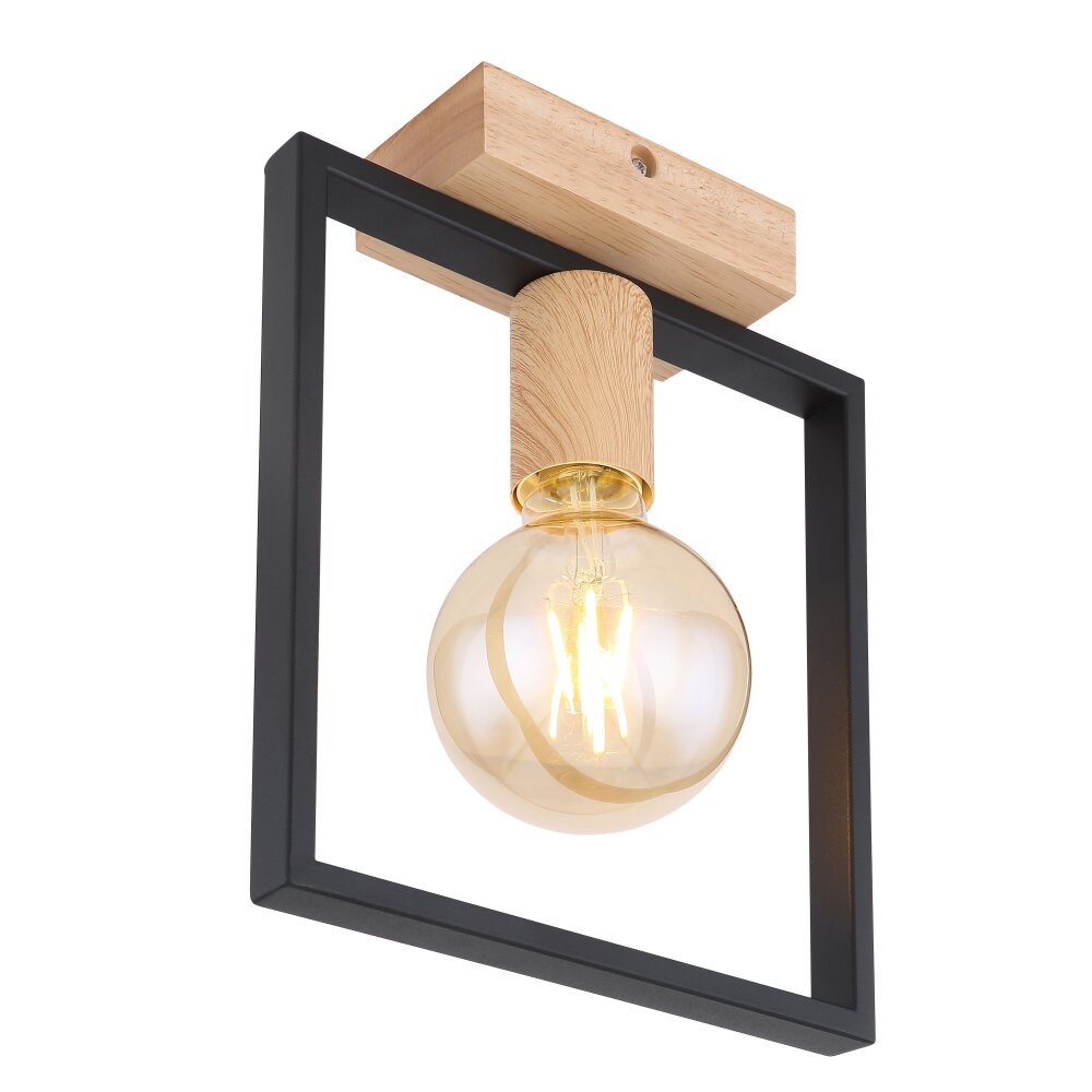 Globo DANIEL Deckenleuchte Holz hell, Schwarz, 1-flammig main product photo
