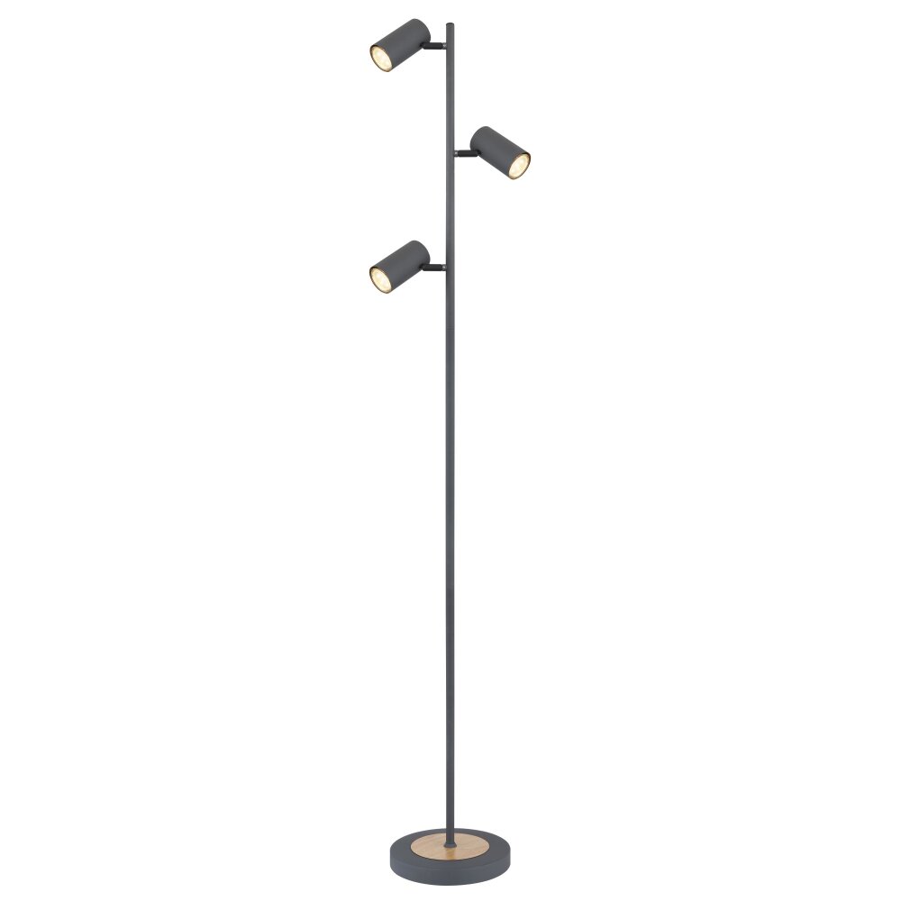 Globo ROBBY Stehleuchte Anthrazit, Holz dunkel, 3-flammig main product photo