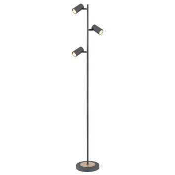 Globo ROBBY Stehleuchte Anthrazit, Holz dunkel, 3-flammig