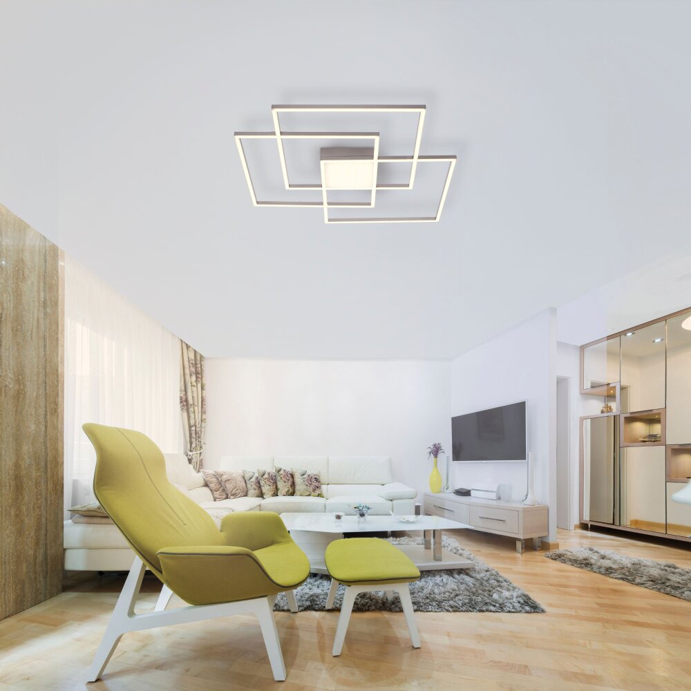 Leuchten Direkt ASMIN Deckenleuchte LED Stahl gebürstet, 3-flammig, Fernbedienung main product photo