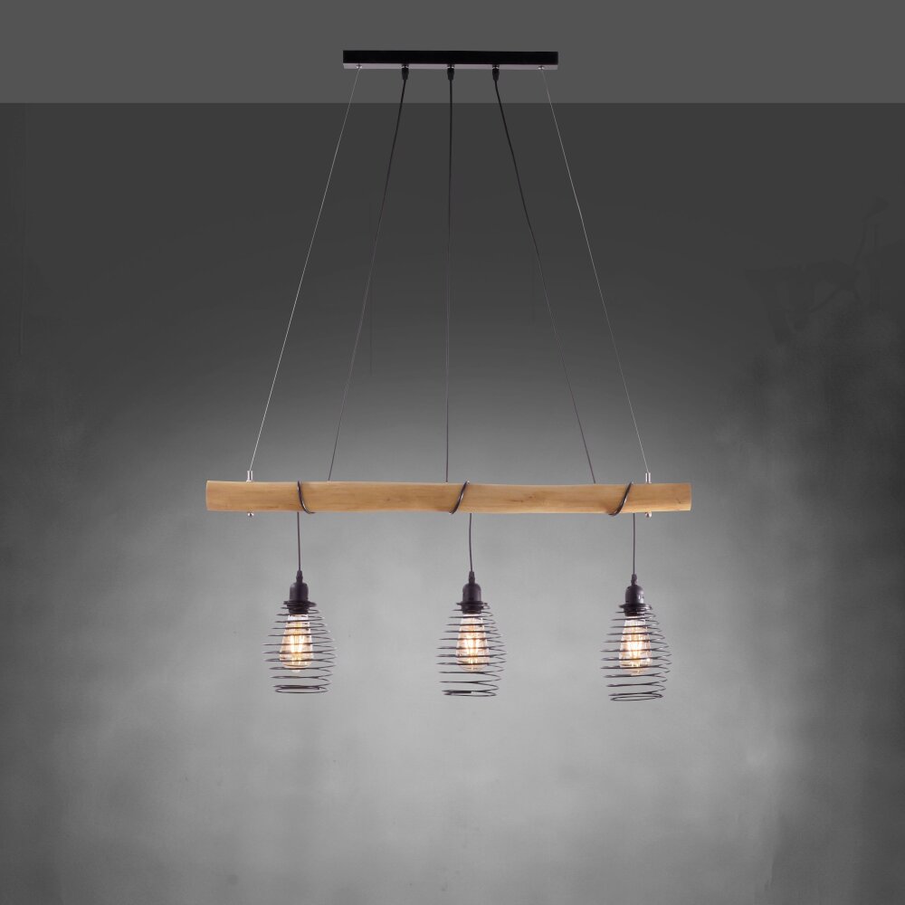 Leuchten Direkt SPRING Pendelleuchte Naturfarben, Schwarz, 3-flammig main product photo