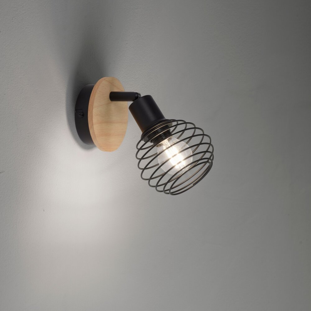 Leuchten Direkt EUGEN Wandleuchte Naturfarben, Schwarz, 1-flammig main product photo