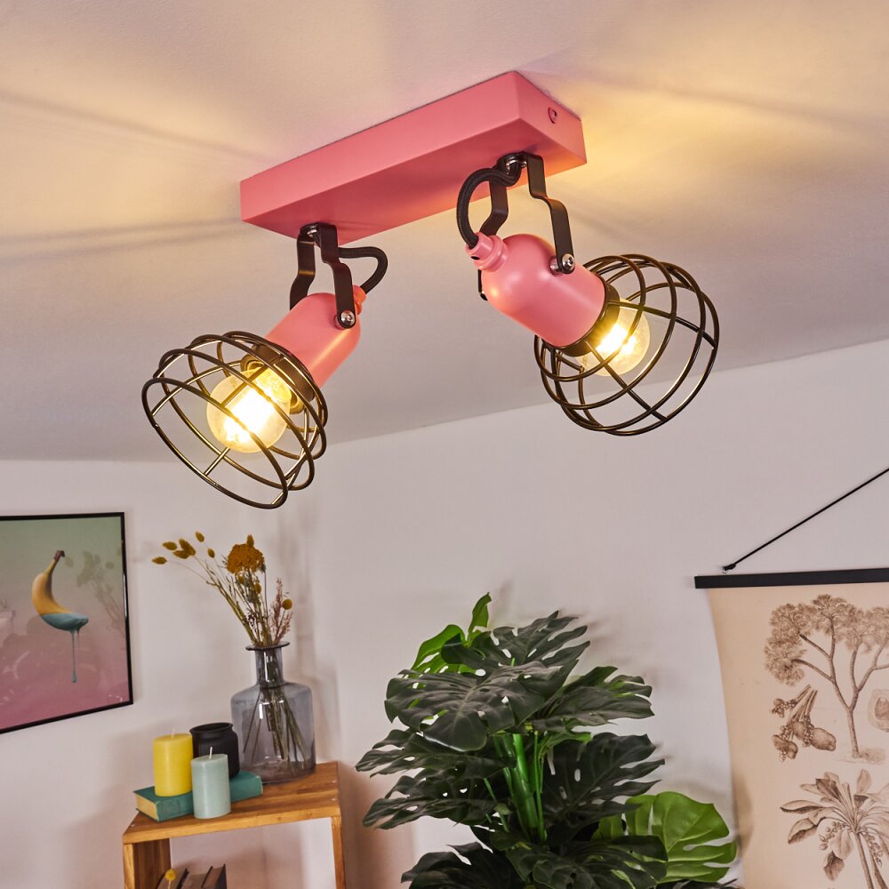 Builako Deckenleuchte Pink, Schwarz, 2-flammig Pink, Schwarz H3443828
