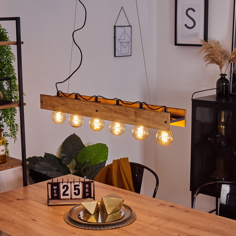 Maahui Pendelleuchte Naturfarben, Schwarz, 6-flammig main product photo