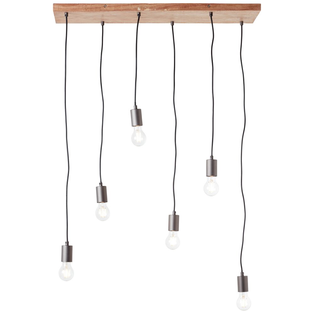 Brilliant Leuchten Rustik Pendelleuchte Naturfarben, Schwarz, 6-flammig main product photo