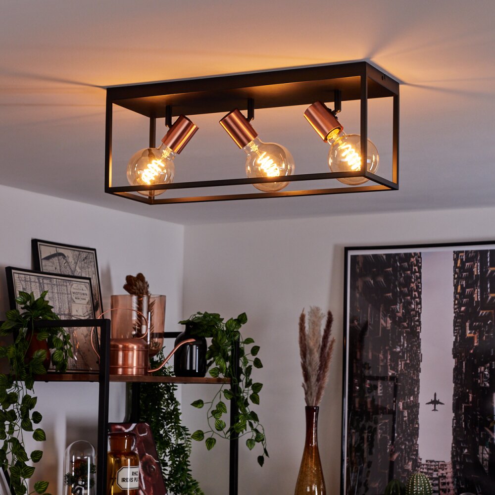 Malao Deckenleuchte Roségold, Schwarz, 3-flammig main product photo