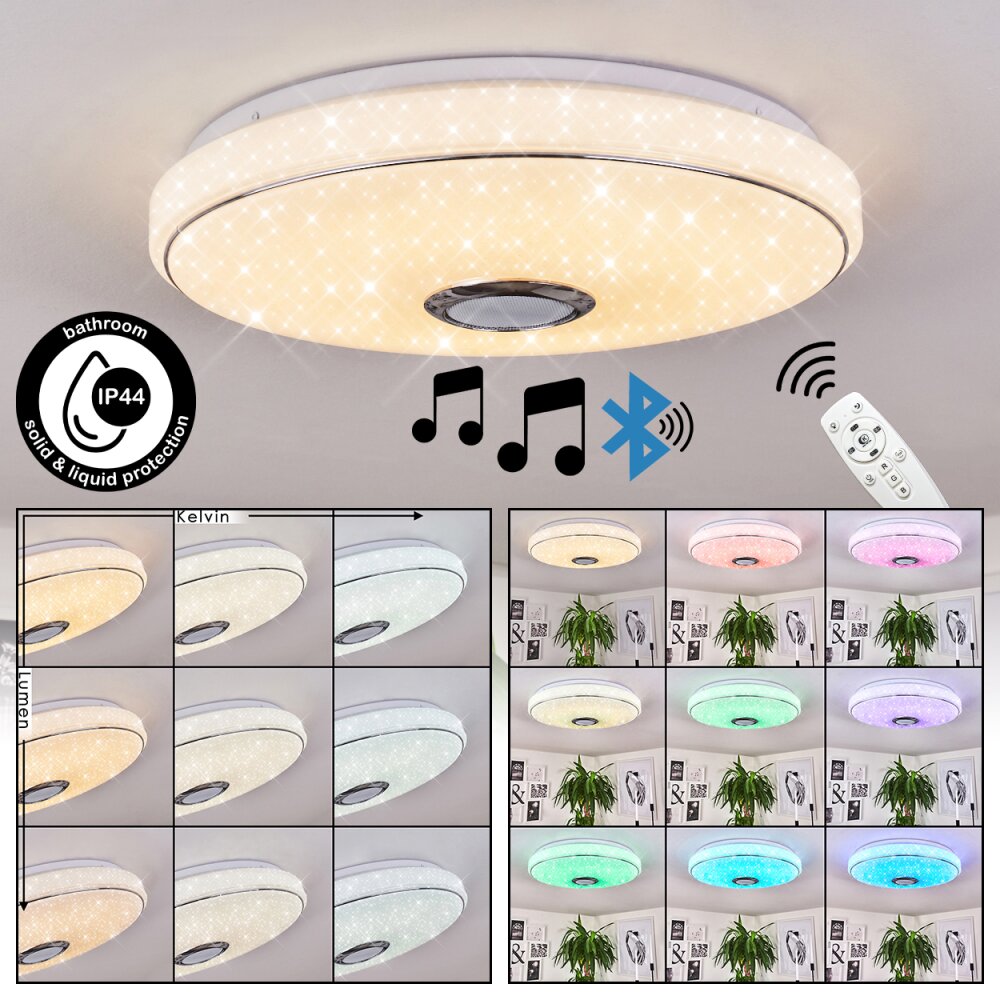 Cham Deckenleuchte LED Chrom, Weiß, 2-flammig, Fernbedienung, Farbwechsler main product photo