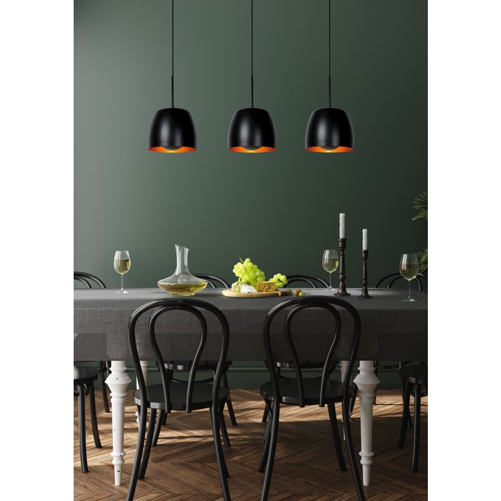 Lucide NOLAN Pendelleuchte Schwarz, 3-flammig main product photo