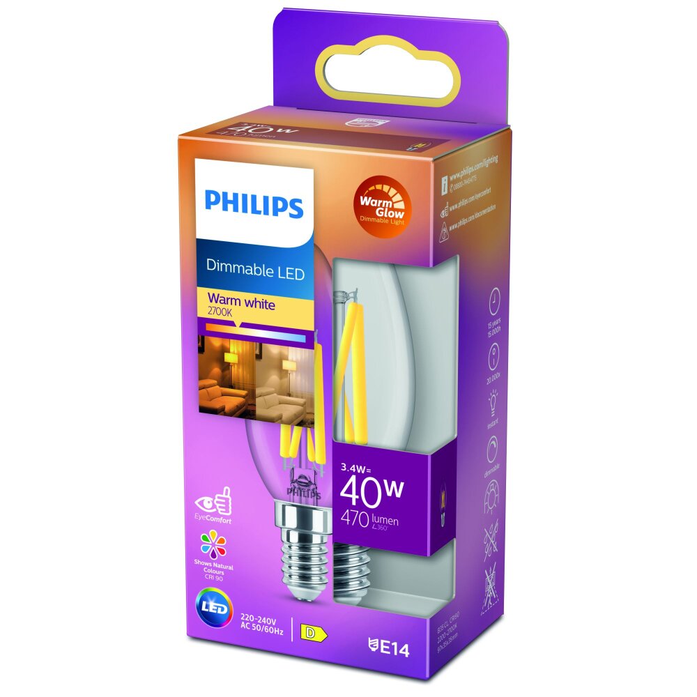 Philips LED E14 3,4 Watt 2200-2700 Kelvin 475 Lumen main product photo