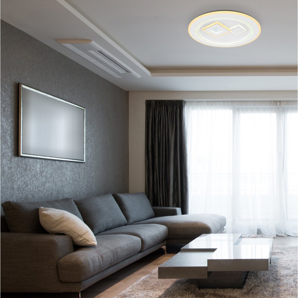 Globo VALERIA Deckenleuchte LED Chrom, Weiß, 1-flammig, Fernbedienung main product photo