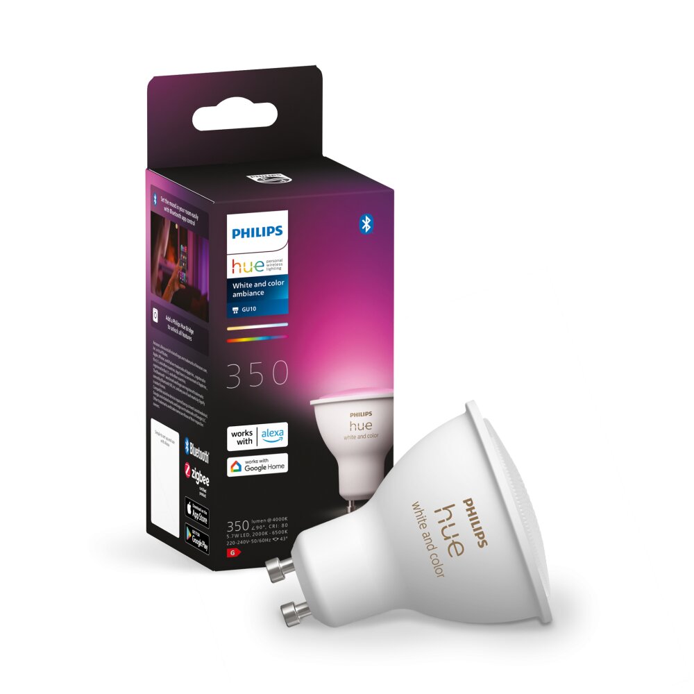 Philips Hue White & Col. Amb. LED GU10 5,7 Watt 2000 - 6500 Kelvin 350 Lumen main product photo