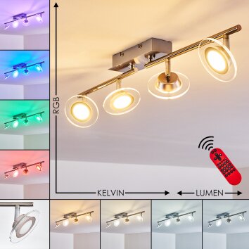 Marsen Deckenleuchte LED Nickel-Matt, 4-flammig, Fernbedienung, Farbwechsler