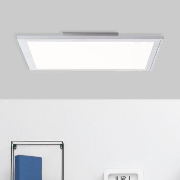 Brilliant Flat Deckenpanel LED Silber, 1-flammig, Fernbedienung