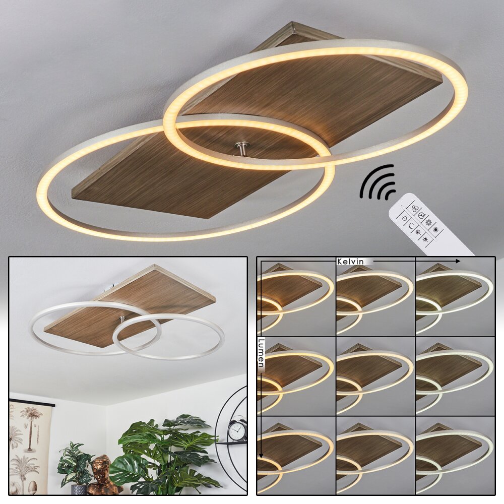 Blandford Deckenleuchte LED Naturfarben, Nickel-Matt, Silber, 2-flammig, Fernbedienung main product photo