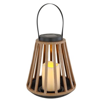 Globo Solarleuchte LED Holzoptik, Schwarz, 1-flammig