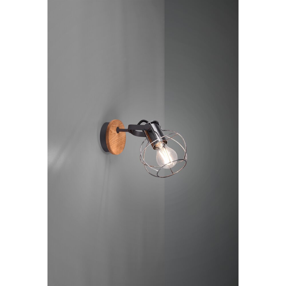 Trio Leuchten MADRAS Wandleuchte Holz dunkel, Schwarz, 1-flammig main product photo