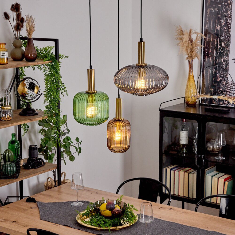 Goldenville Pendelleuchte Messing, Schwarz, 3-flammig main product photo