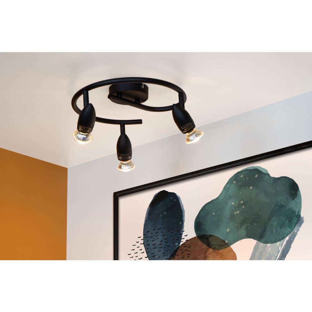 Lucide CARO Deckenleuchte Schwarz, 3-flammig main product photo