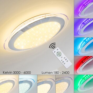 Vittangi Deckenleuchte LED Chrom, 1-flammig, Fernbedienung, Farbwechsler