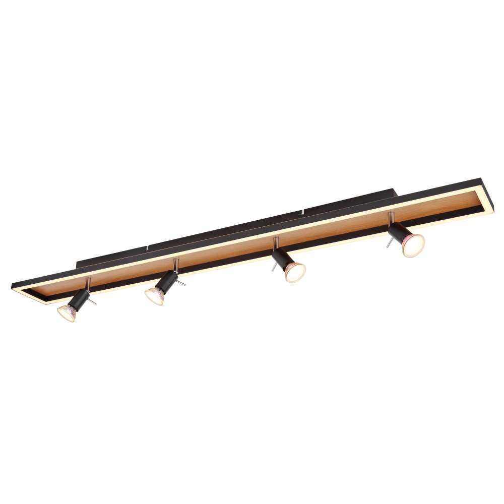 Globo IDA Deckenleuchte LED Holzoptik, Schwarz, 5-flammig main product photo