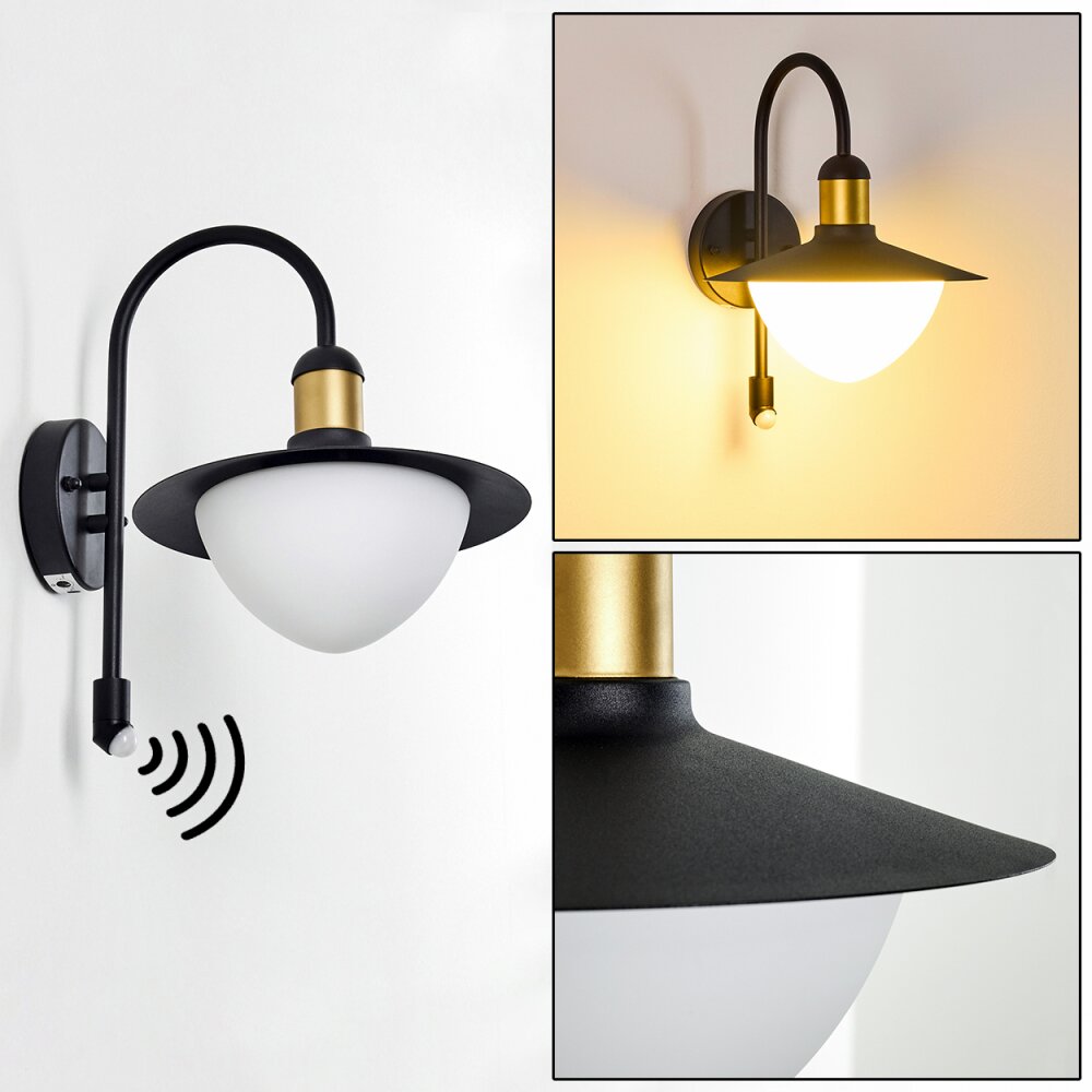 Theux Außenwandleuchte Gold, Schwarz, 1-flammig, Bewegungsmelder main product photo