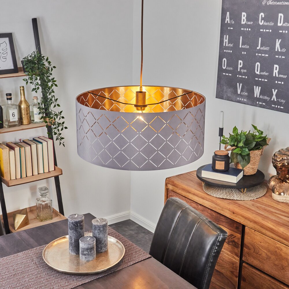 Tallaboa Hängeleuchte Grau, Kupferfarben, 1-flammig main product photo