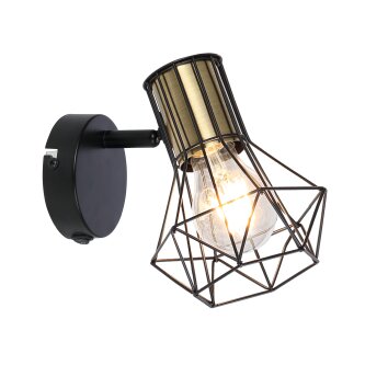 Globo PRISKA Wandleuchte Messing, Schwarz, 1-flammig
