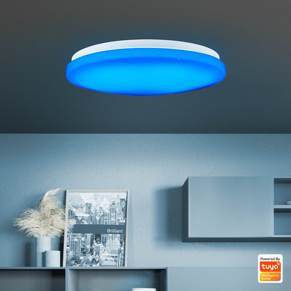 Brilliant Leuchten Heddy Deckenleuchte LED Weiß, 1-flammig, Fernbedienung, Farbwechsler main product photo