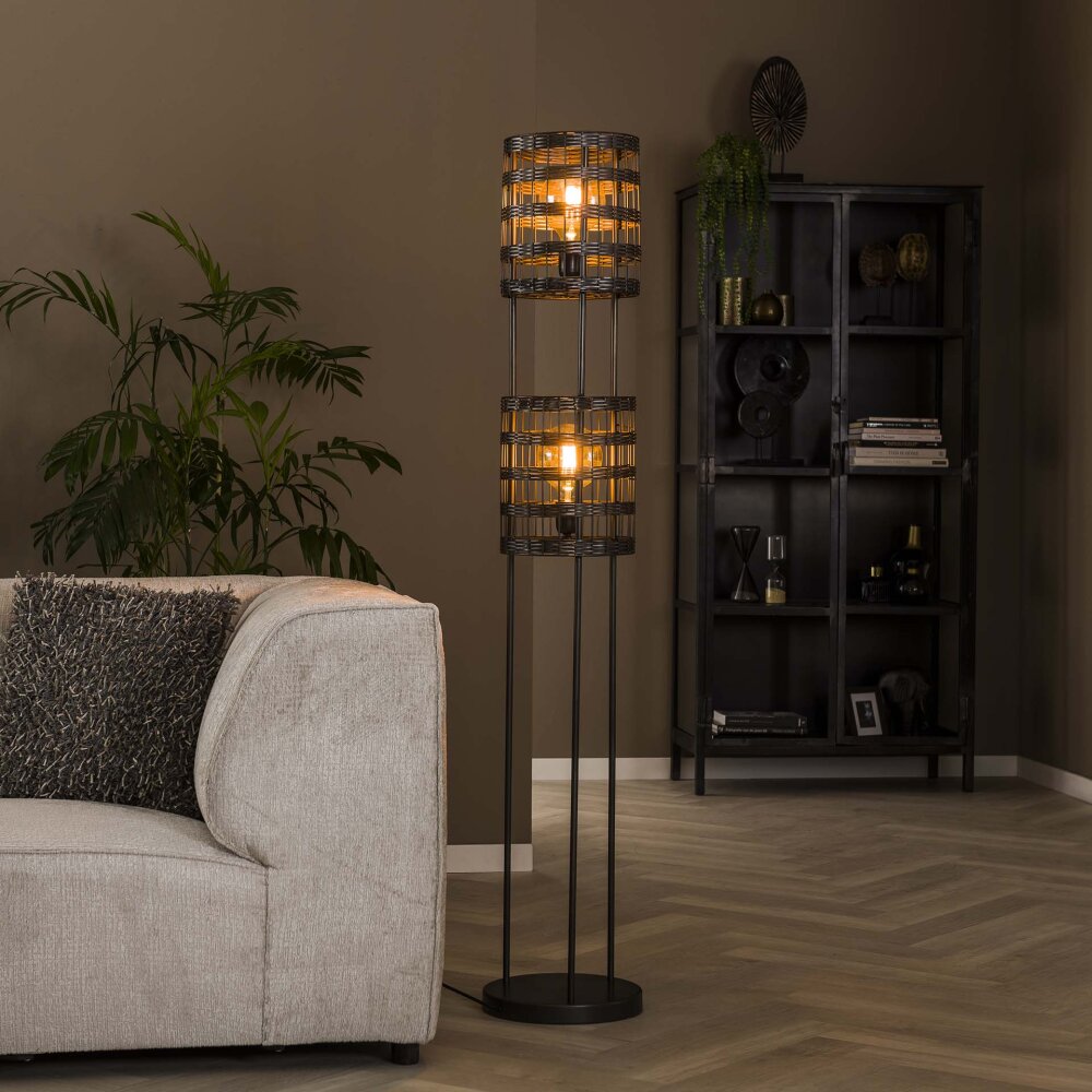 Gastona Stehleuchte Nickel-Matt, Schwarz, 2-flammig main product photo