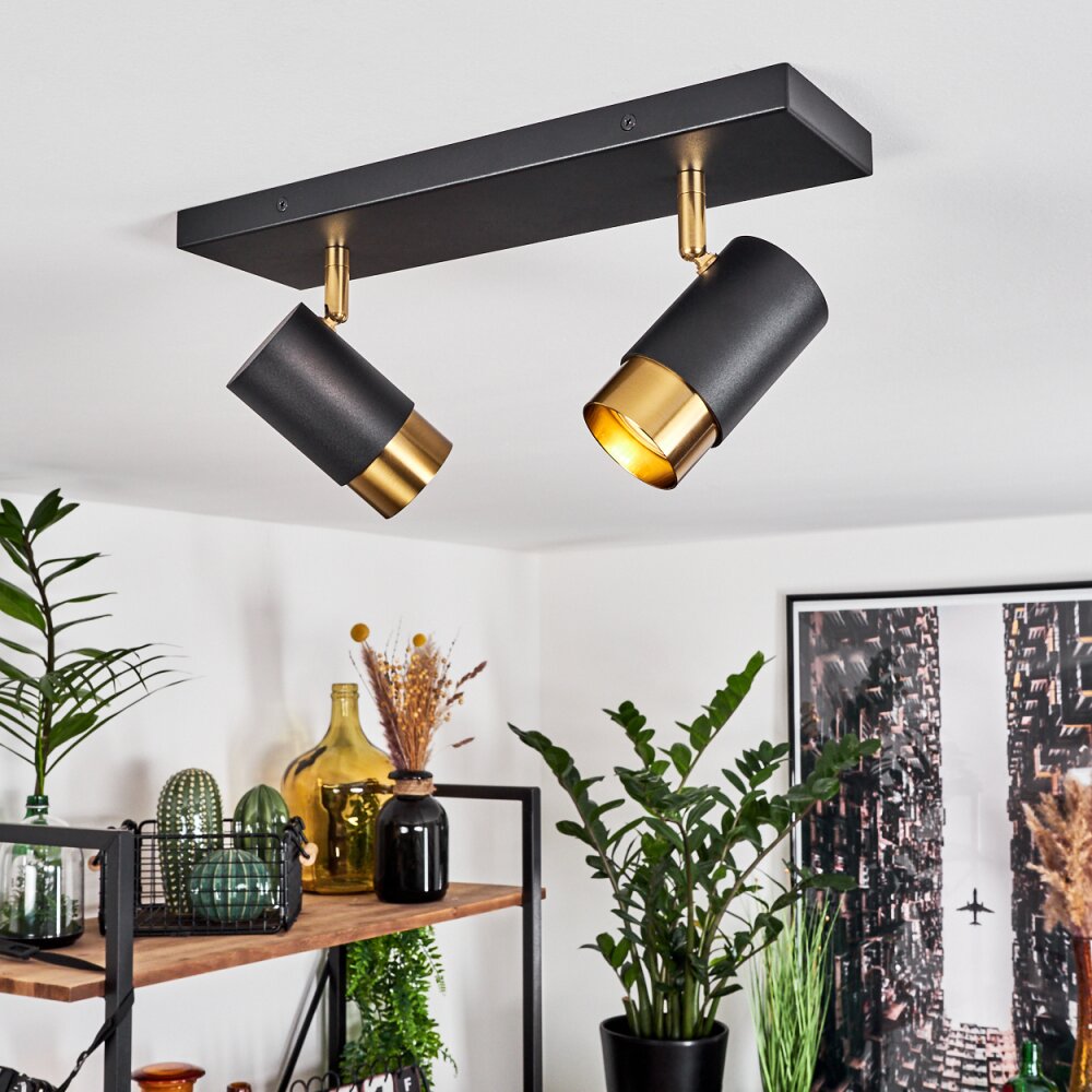 Campanas Deckenleuchte Messing, Schwarz, 2-flammig main product photo
