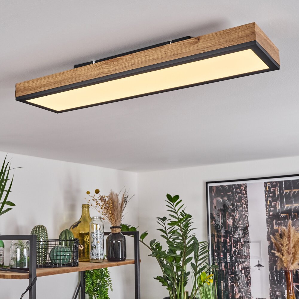 Salmi Deckenpanel LED Holzoptik, Schwarz, Weiß, 1-flammig main product photo
