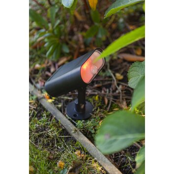 Lutec Lampen GINBO Gartenstrahler LED Schwarz, 1-flammig, Bewegungsmelder, Farbwechsler