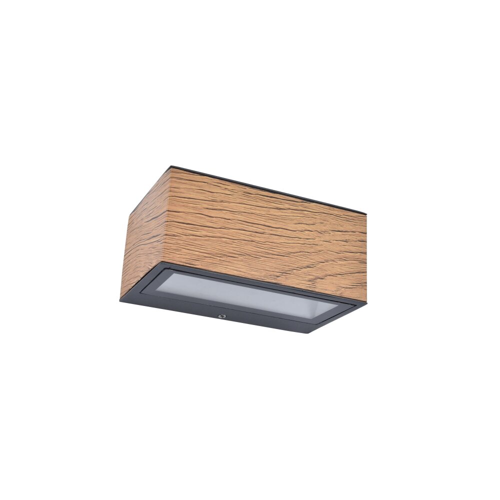 Lutec Lampen GEMINI Außenwandleuchte LED Anthrazit, Holzoptik, 1-flammig main product photo