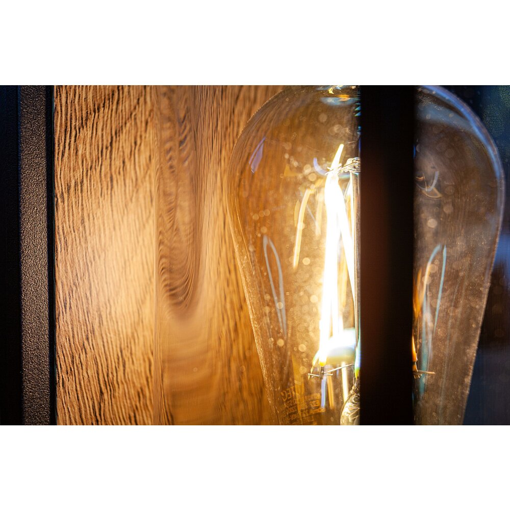 Lutec Lampen FLAIR Außenwandleuchte Holzoptik, Schwarz 5288814012