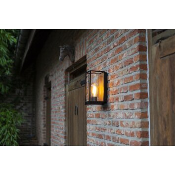 Lutec Lampen FLAIR Außenwandleuchte Holzoptik, Schwarz, 1-flammig