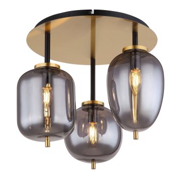 Globo BLACKY Deckenleuchte Messing, Rauchfarben, 3-flammig