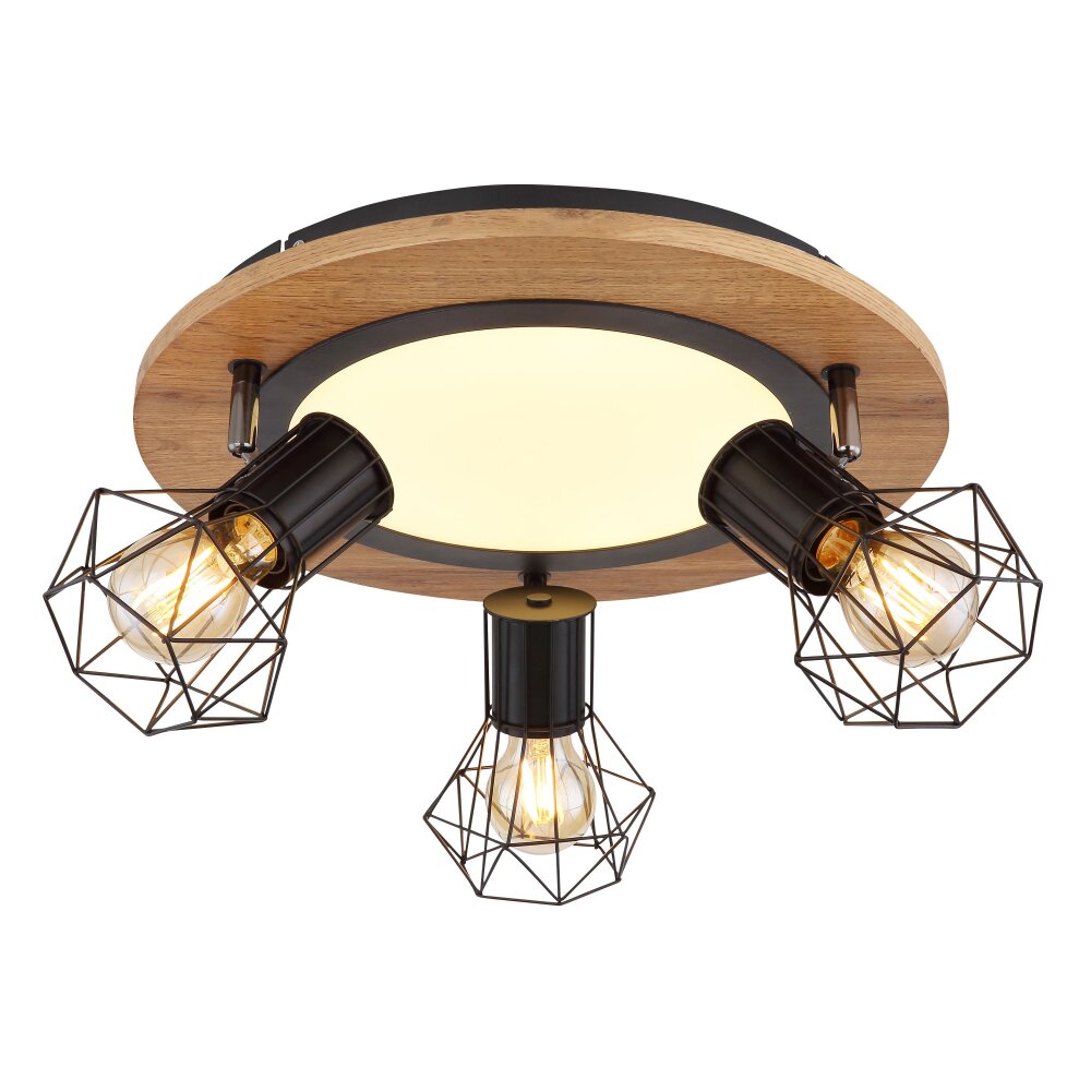 Globo PRISKA Deckenleuchte Holzoptik, Schwarz, Weiß, 4-flammig main product photo