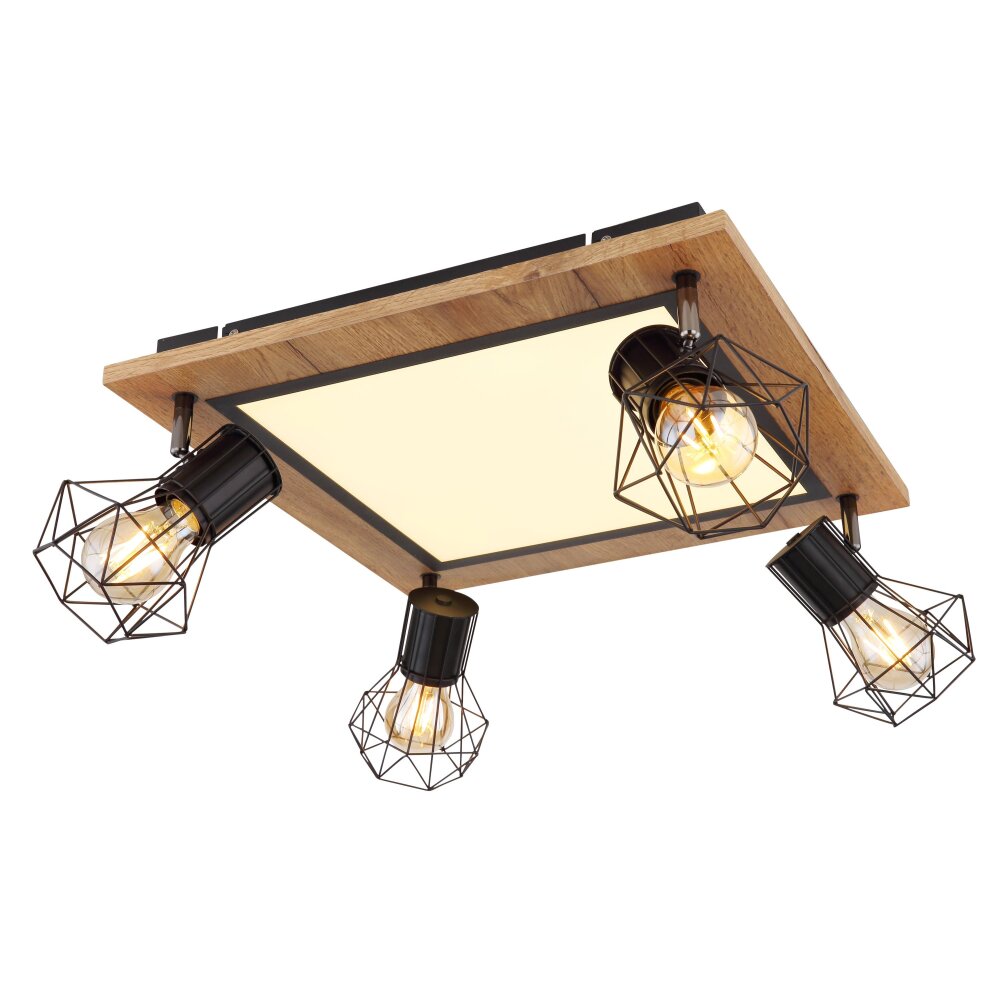 Globo PRISKA Deckenleuchte Holzoptik, Schwarz, Weiß, 5-flammig main product photo