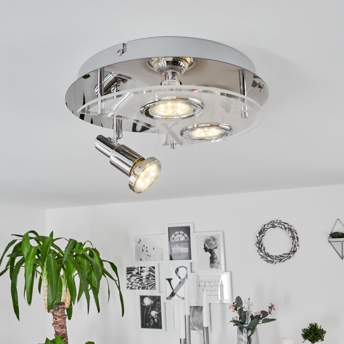 Morges Deckenleuchte LED Chrom, Weiß, 3-flammig Morges Deckenleuchte LED Chrom, Weiß, 3-flammig