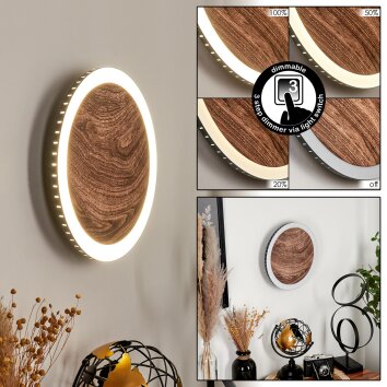 Rocha Wandleuchte LED Braun, Holzoptik, Schwarz, 1-flammig