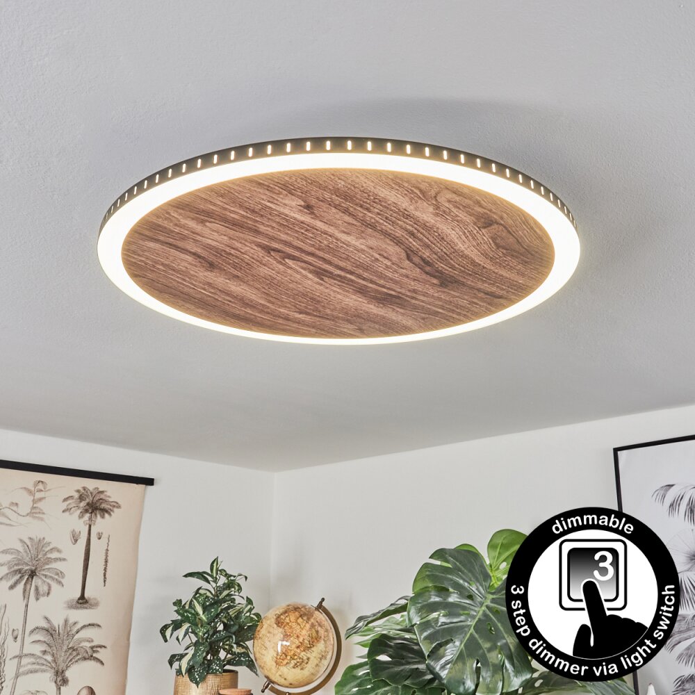 Rocha Deckenleuchte LED Braun, Holzoptik, Schwarz, 1-flammig main product photo