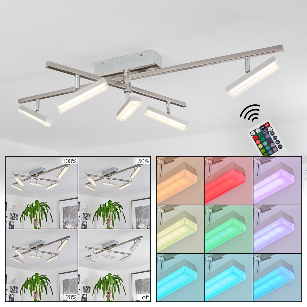 Vehkala Deckenleuchte LED Chrom, Nickel-Matt, 5-flammig, Fernbedienung, Farbwechsler main product photo