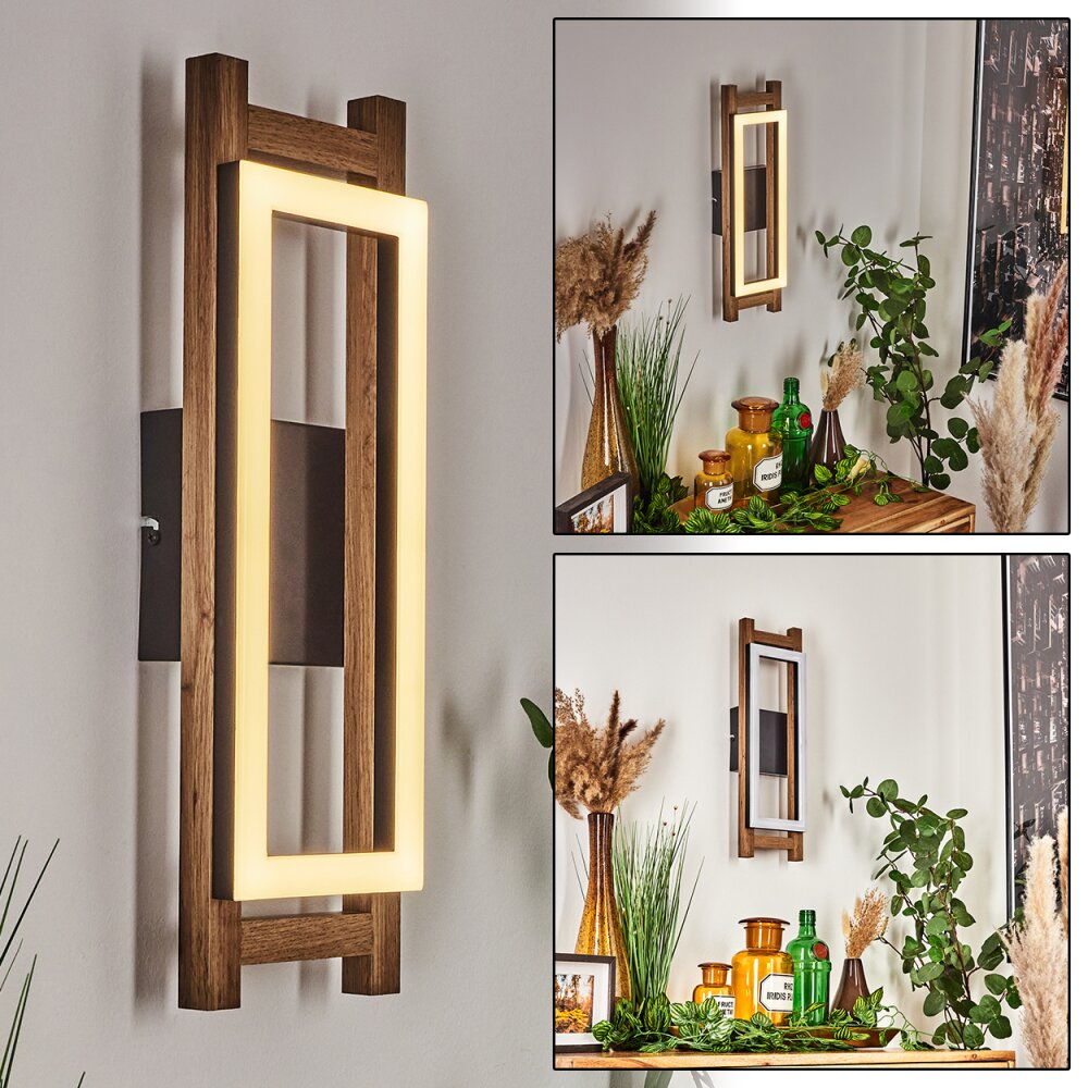 Ayajasco Wandleuchte LED Holzoptik, Naturfarben, Schwarz, 1-flammig main product photo